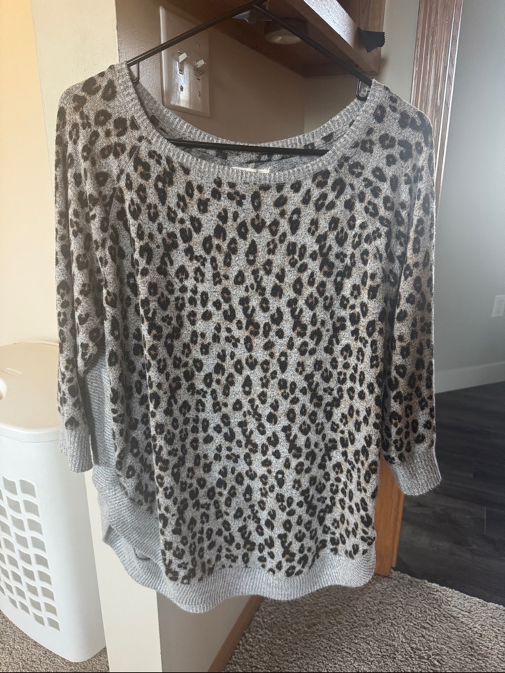 Maurices Gray Leopard Print Knit Top